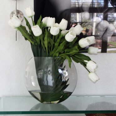 Tulipes Blanches Dans Un Vase Lune
