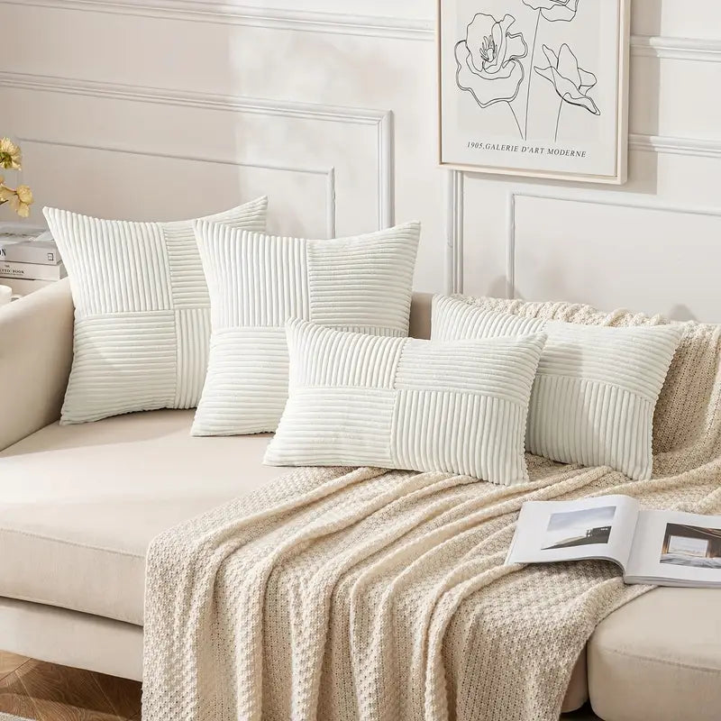Lot De 4 Housses De Coussin Velours Réversibles
