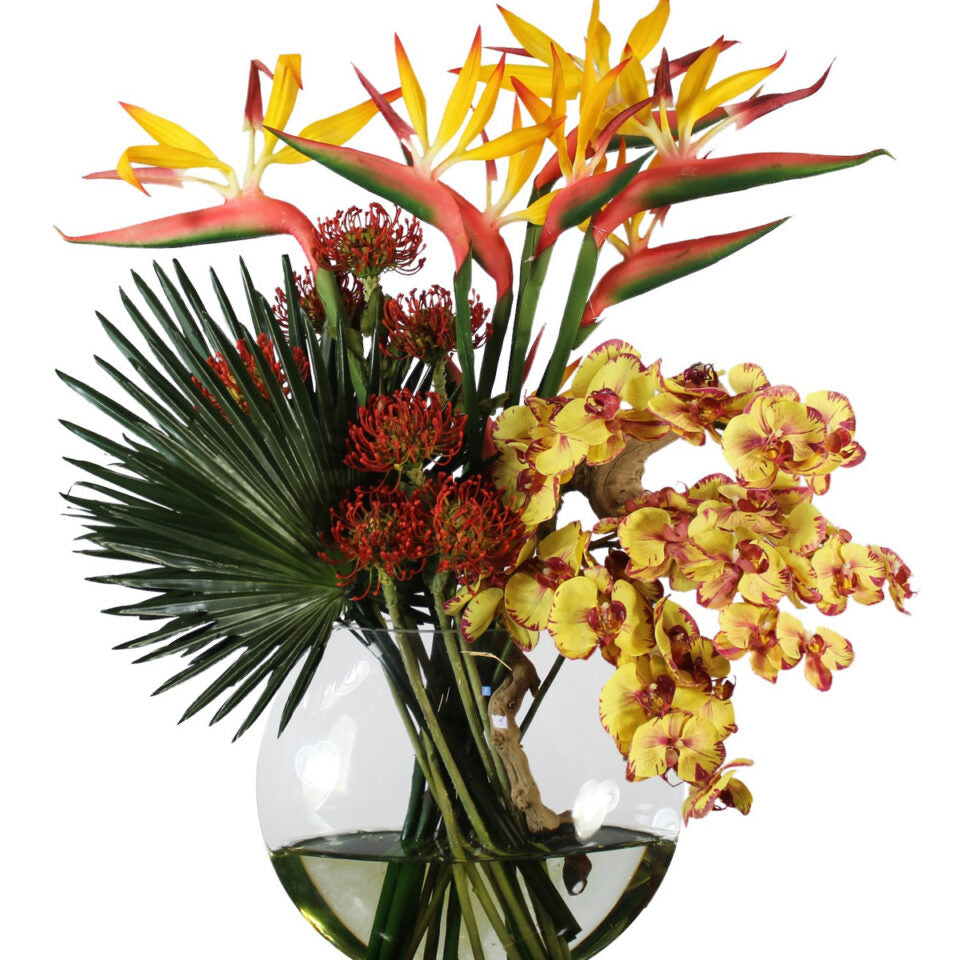 Fleurs Tropicales Dans Un Vase Lune