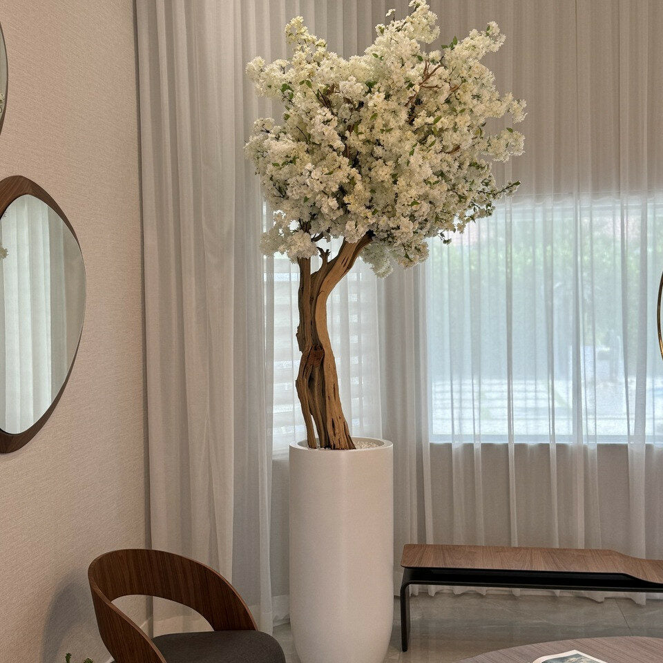 Cerisier Blanc Dans Un Cache‑Pot St. Tropez Beige Mat