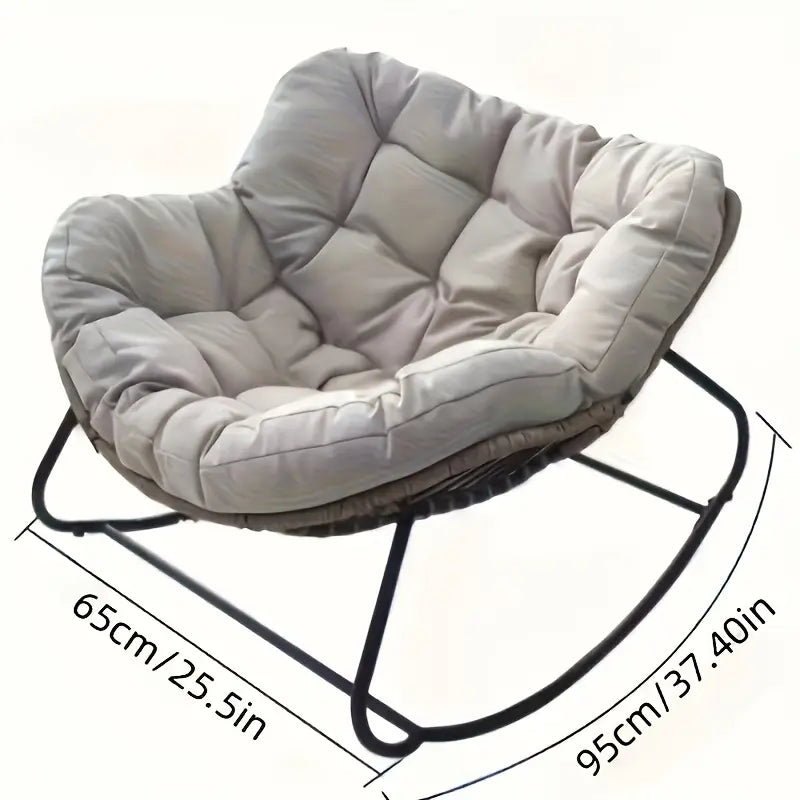 Chaise Longue Rotin Blanc & Beige