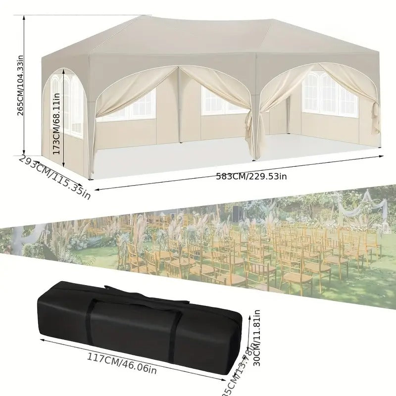 Pergola Pliable 3 × 6 m UV50+ Avec Hauteur Réglable