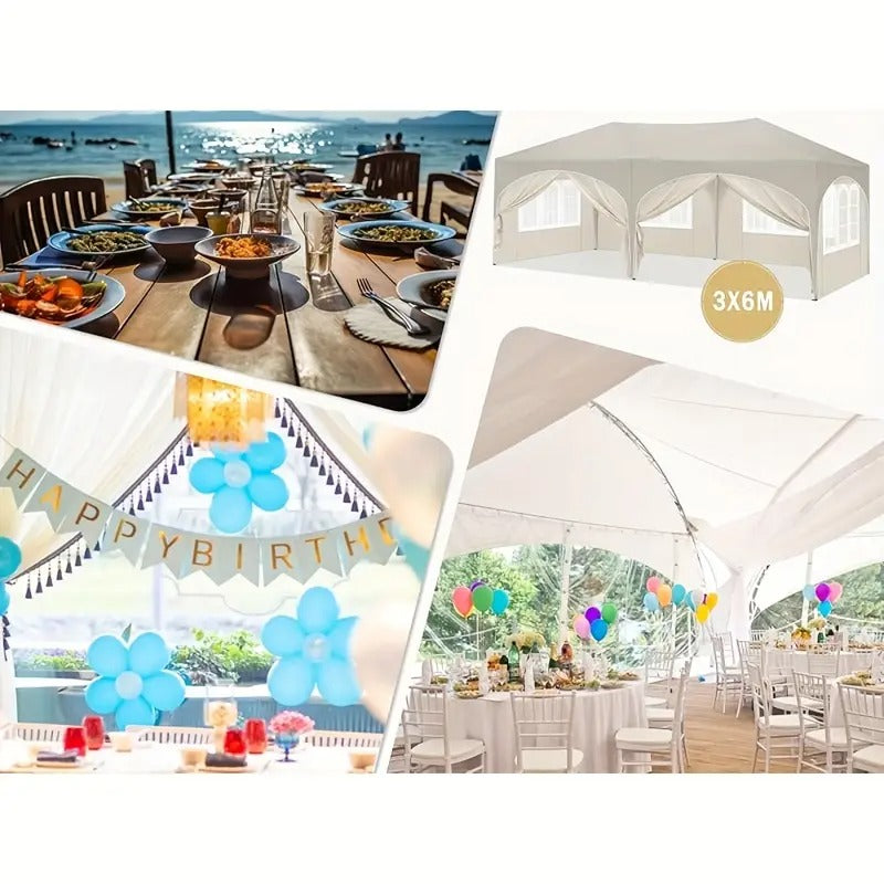Pergola Pliable 3 × 6 m UV50+ Avec Hauteur Réglable