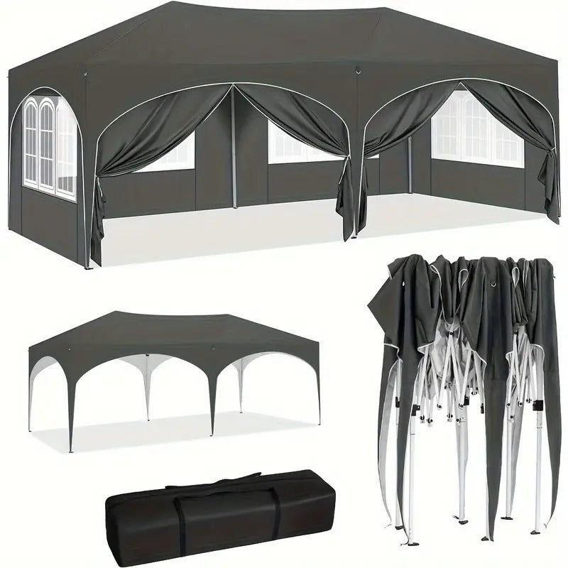 Pergola Pliable 3 × 6 m UV50+ Avec Hauteur Réglable