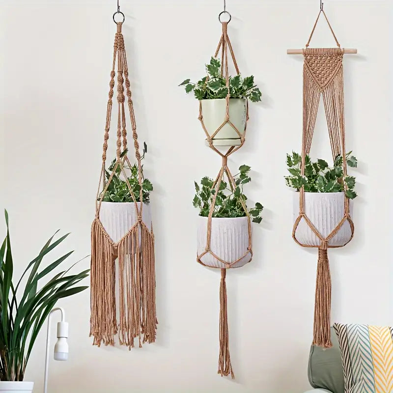 Lot De 5 Cintres Macramé Bohème Pour Plantes
