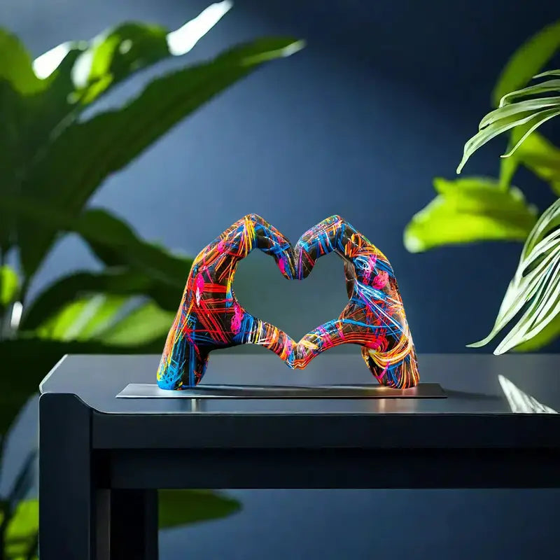 Sculpture Main Cœur Coloré