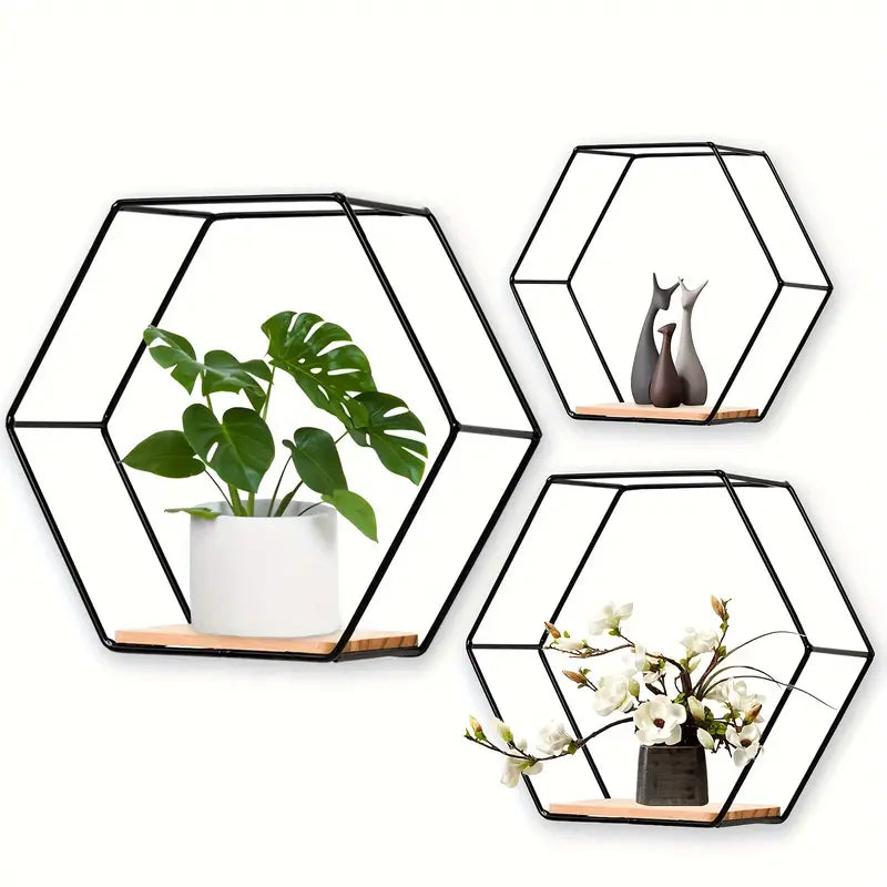 Lot De 3 Étagères Hexagonales Flottantes