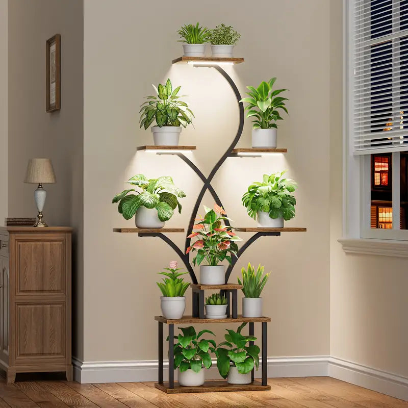 Étagère D’Angle 8 Niveaux Avec Lampes De Croissance