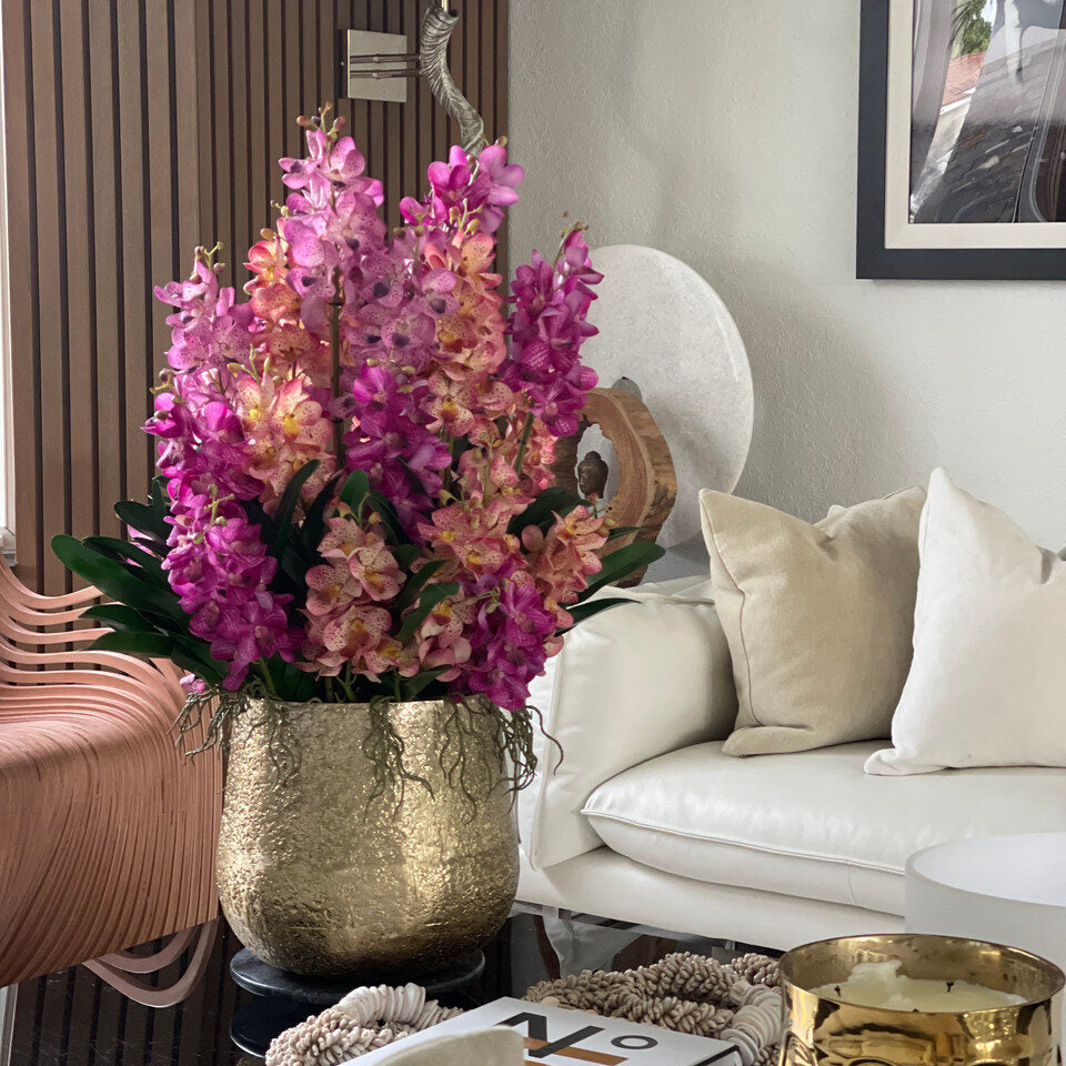 Bol Delaney Grand Avec Orchidées Mokara Mixtes