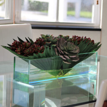 Succulentes Mixtes Dans Un Plateau Verre 51 cm