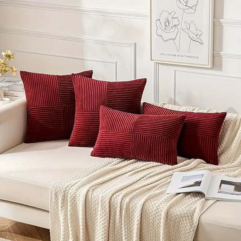Lot De 4 Housses De Coussin Velours Réversibles