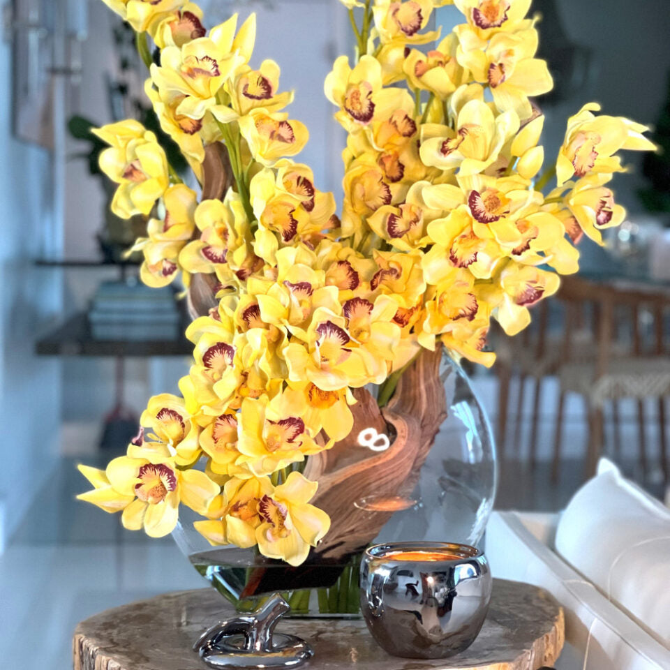Cymbidiums Jaunes Dans Un Vase Lune
