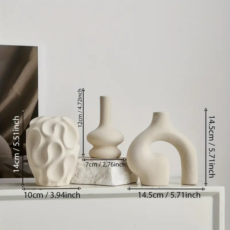 Ensemble 3 Vases Céramique Boho