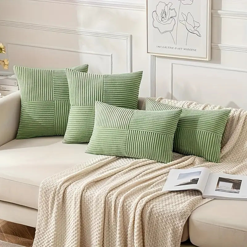 Lot De 4 Housses De Coussin Velours Réversibles