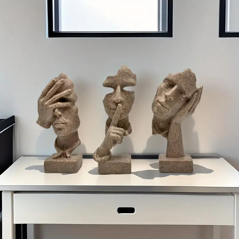Ensemble 3 Masques Abstraits Muraux
