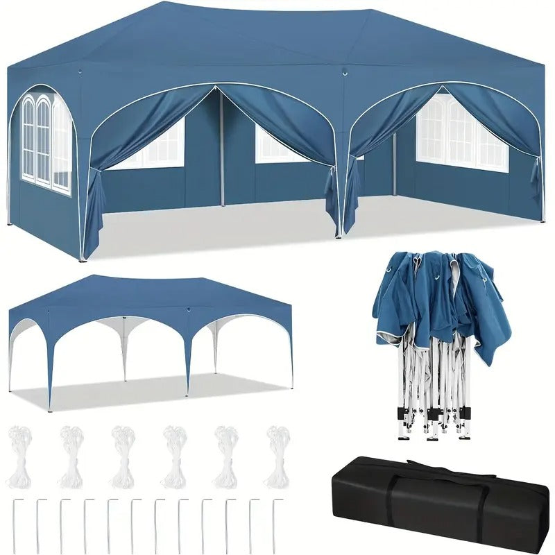 Pergola Pliable 3 × 6 m UV50+ Avec Hauteur Réglable